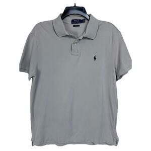 Men's Polo Ralph Lauren Sz L Polo Shirt Short Sleeves Gray Slim Fit Classic